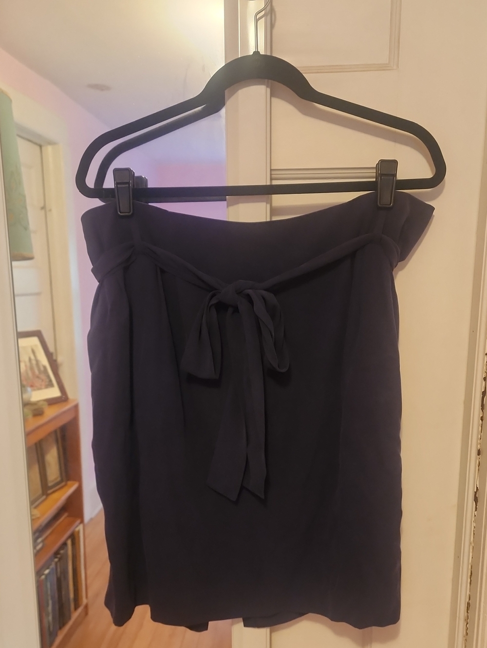 Pendleton Navy Silk Tie-Waist Mini Skirt